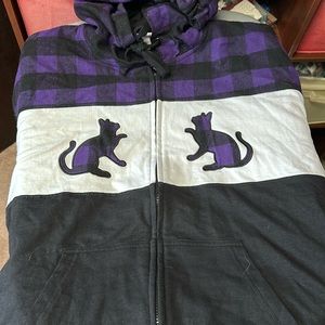 NWT hooded cat zip up sweatshirt size XL
